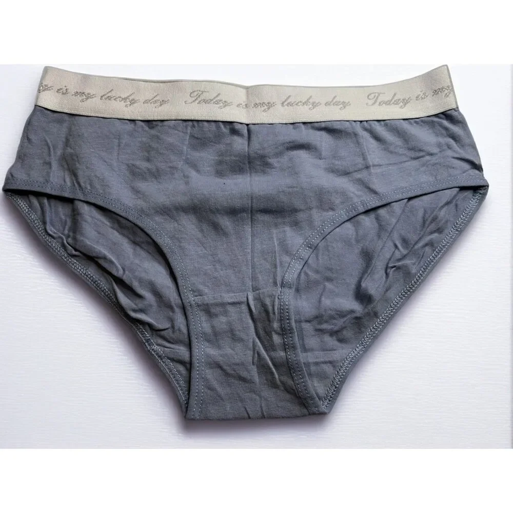 New Bikini Brief Today is Your Lucky Day Small Panties Underwear NWOT Blue Grey